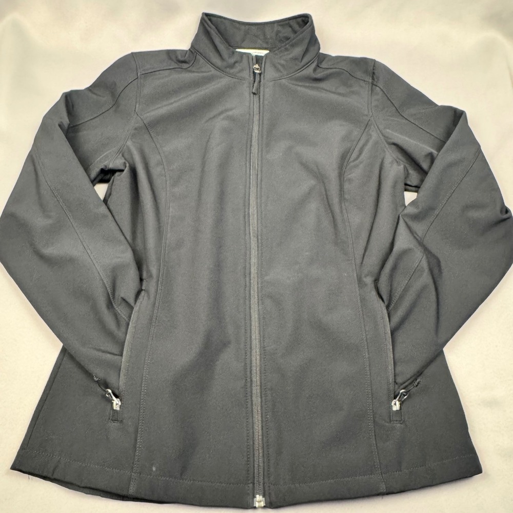 Port Authority Womens Black Softshell Jacket Fleece Lined Full Zip Size Large